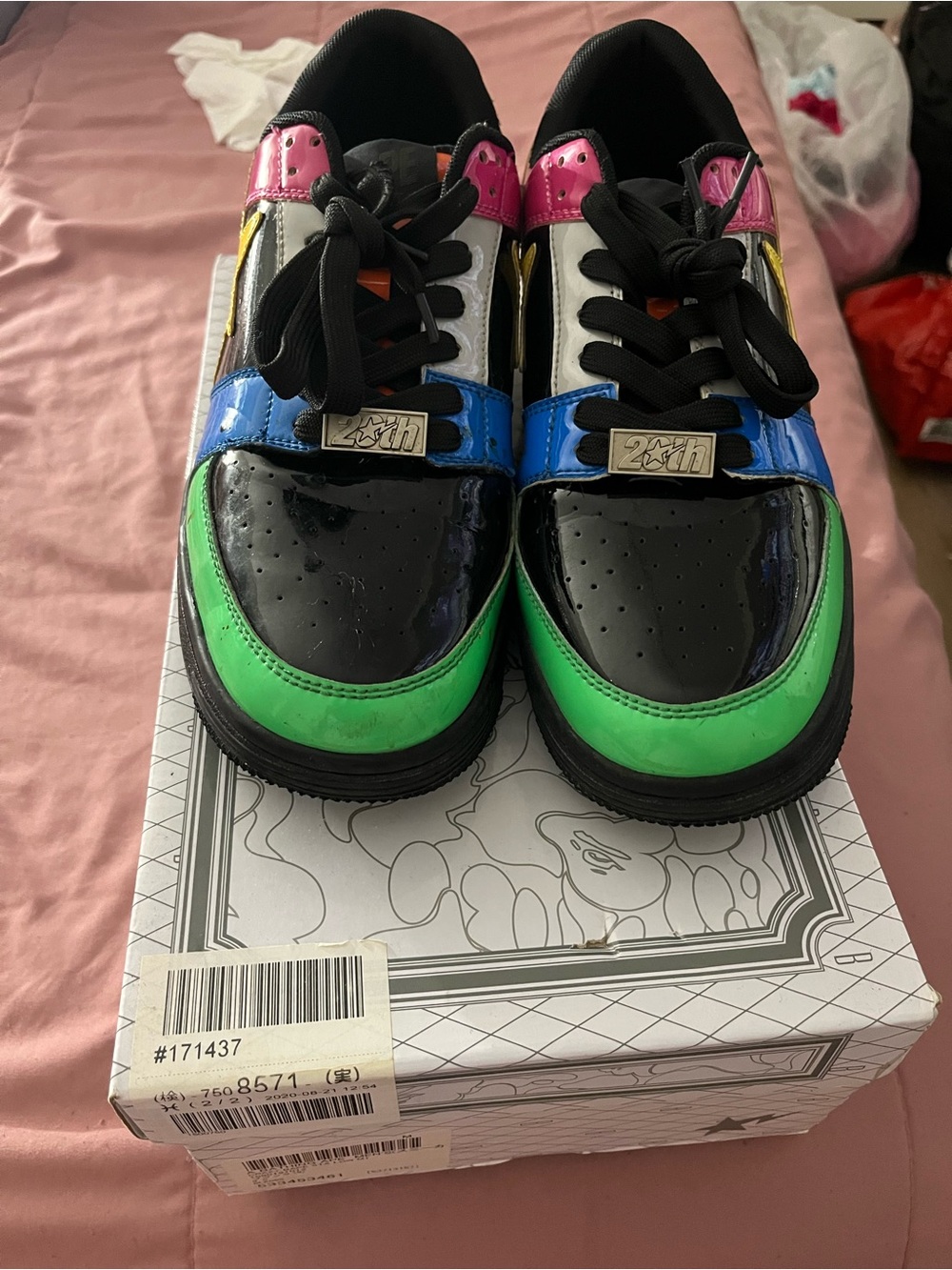 Men's Multicolor Patent Leather Sneakers - Black, Green, Blue, Pink, Yellow